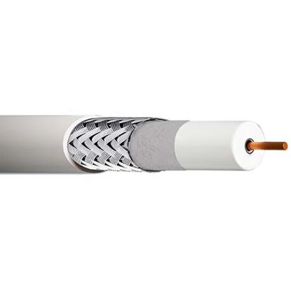 Câble Coaxial Ø6,9mm. Ame CCS 1,13. Tresse Alu 128 brins. Gaine PVC Blanc. TB 250m pour Ek ROLLER