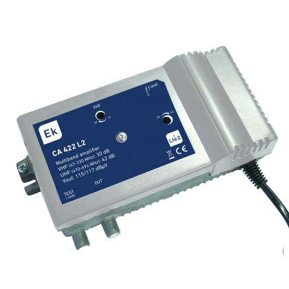 Amplificateur Multibandes LTE 5G. 2 entrées VHF/UHF. G: 30dB (VHF)/42dB (UHF). Classe A. 