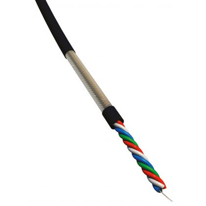 Câble micro starquad 4 x 0,22 mm² - blindage double guipage étamé - Gaine PVC noire - Touret 1000m