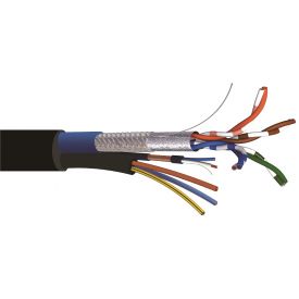 Câble Hybride 1 x AUDIOLAN24 + 4 x JA28110 + 3G2.50 - Gaine PVC noire - Touret de 1000m
